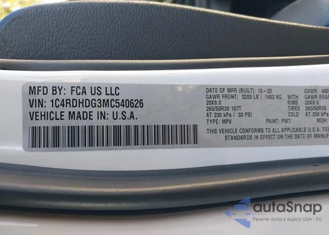 2021 Dodge Durango Gt Rwd from USA, damaged, VIN 1C4RDHDG3MC540626